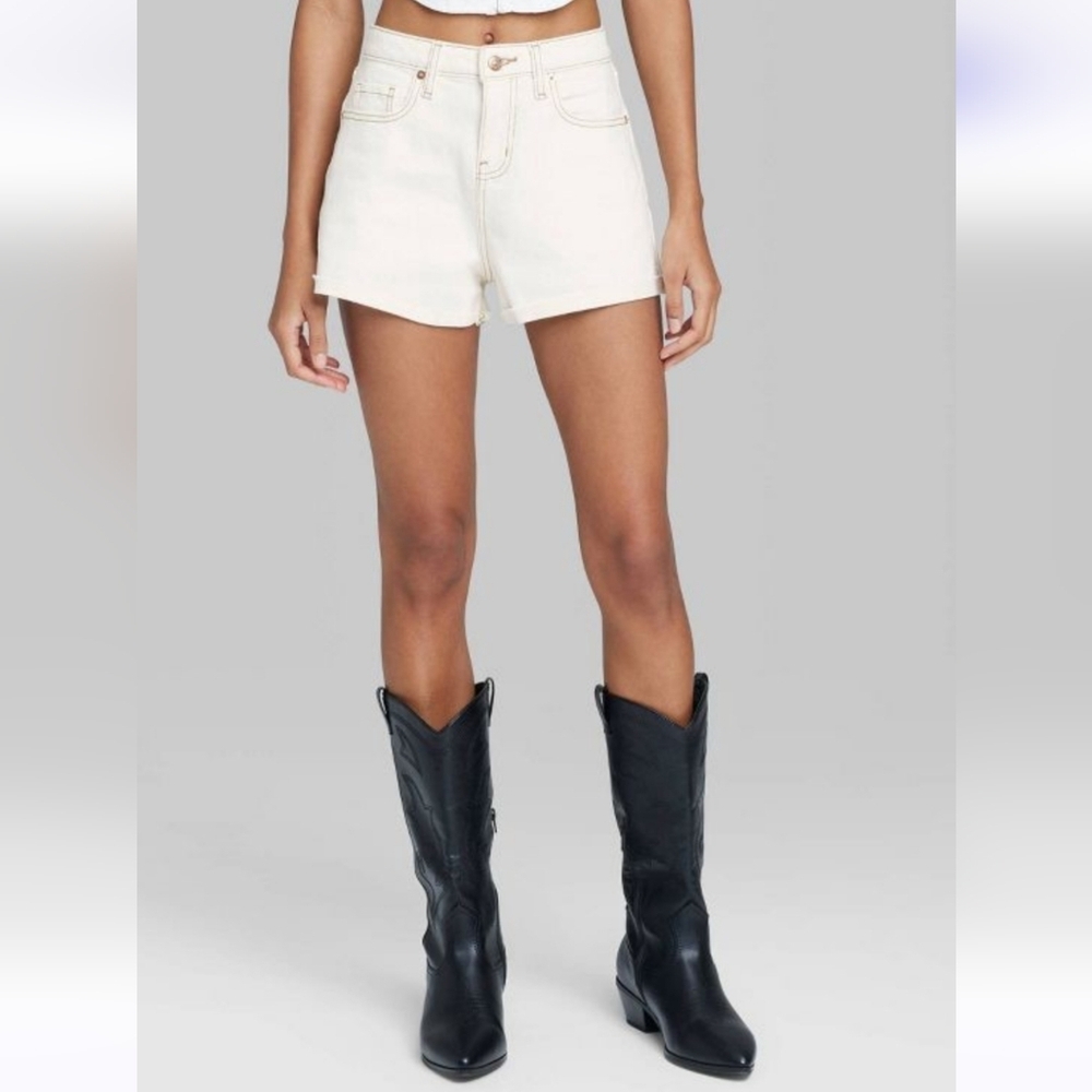 Wild Fable High Rise Rolled Cuff Shorts - Off White - 10/2.5" Inseam
